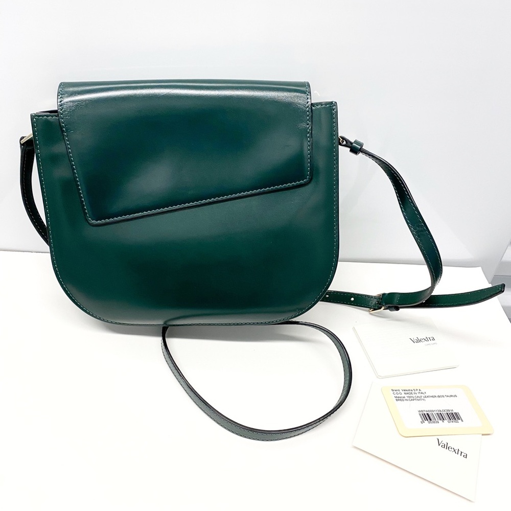 NWT VALEXTRA green LEATHER TWIST CROSSBODY handbag bag - Picture 1 of 14